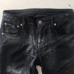 Helmet Lang skinny black jeans w/ silver detail